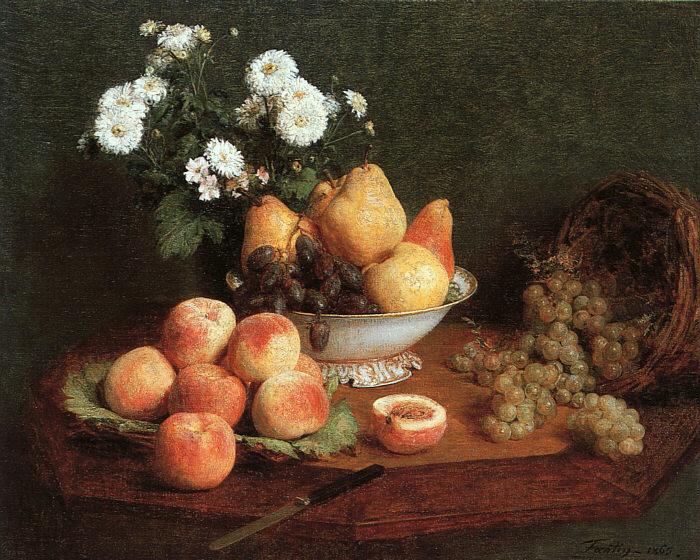 Henri Fantin-Latour Flowers and Fruit on a Table oil painting image